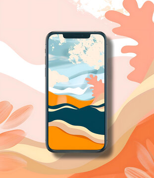 抽象手機壁紙，帶波浪線和海洋