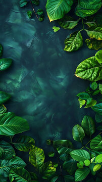 綠色植物葉子背景，空白區(qū)域可用于文字或圖片
