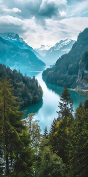 山間碧水湖泊風(fēng)景