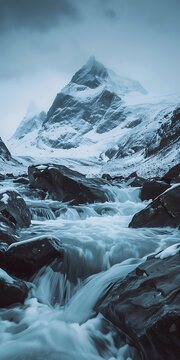 雪山河流