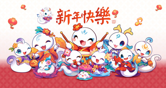 2025蛇年卡通形象囯潮蛇白蛇