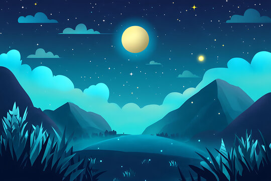 夜晚山峰景觀