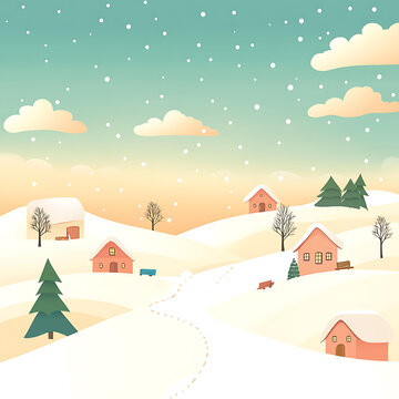 冬季雪景房屋