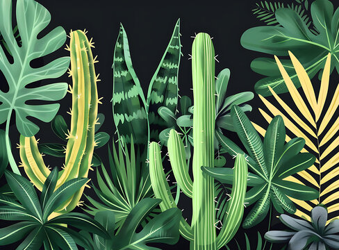 熱帶植物綠色背景
