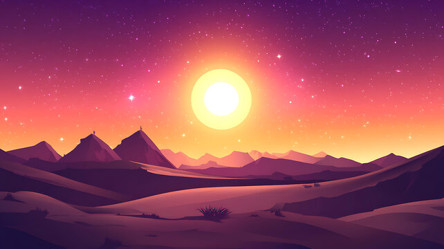 夕陽下山峰上的剪影人物