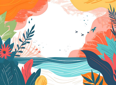 熱帶夏季海洋花卉背景