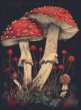 紅色和白色蘑菇