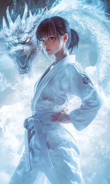 白衣女子與龍