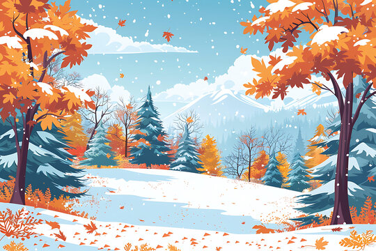 冬季雪景森林風(fēng)景