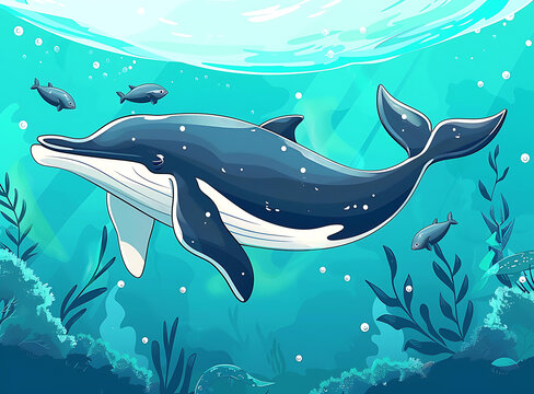 海洋世界卡通鯨魚