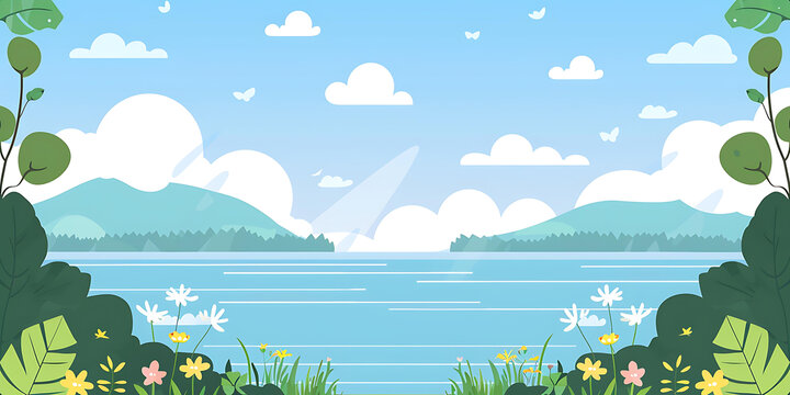 美麗的湖泊與山川風(fēng)景