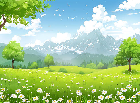 山腳下綠色的草地