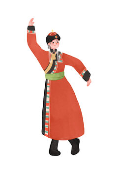 蒙古族人物少數(shù)民族插畫