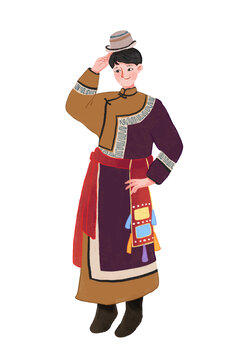 裕固族人物少數(shù)民族插畫