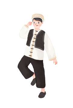 保安族人物少數(shù)民族插畫