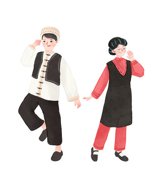 保安族人物少數(shù)民族插畫