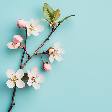 藍(lán)色背景上的白色花朵