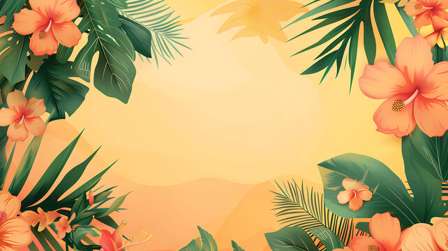 橙色花卉熱帶背景