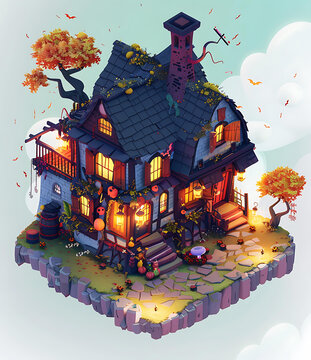 懸浮在空中的萬圣節小屋
