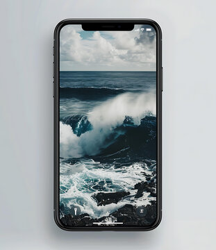 黑色手機海洋浪潮壁紙