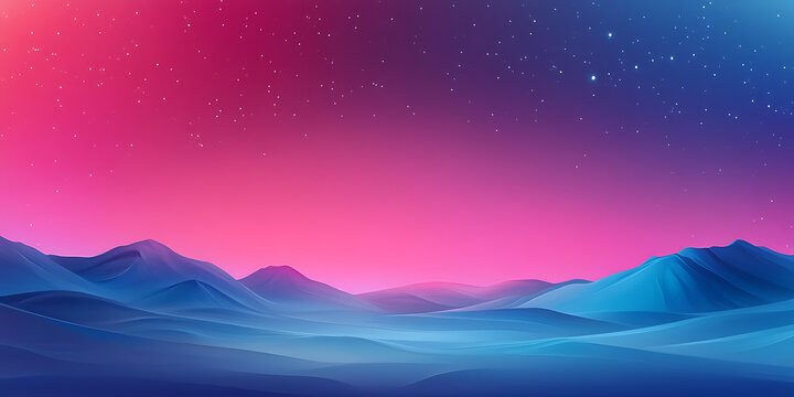 夜晚星空下的抽象山脈景觀