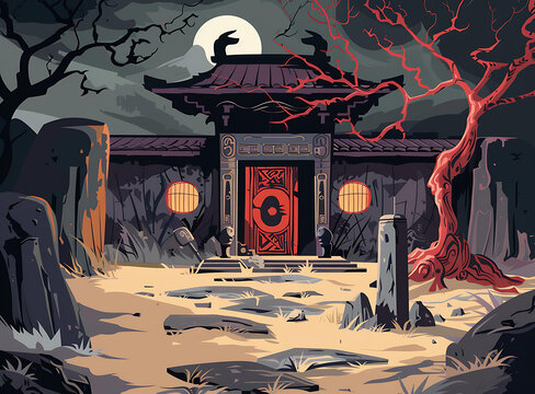古老中國寺廟的神秘入口