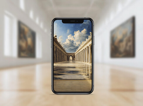 手機上顯示的羅馬古代建筑藝術品