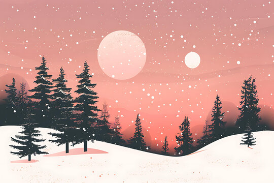 冬日雪景森林風景