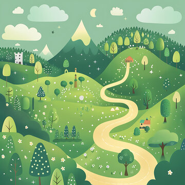 綠色山巒中蜿蜒的道路