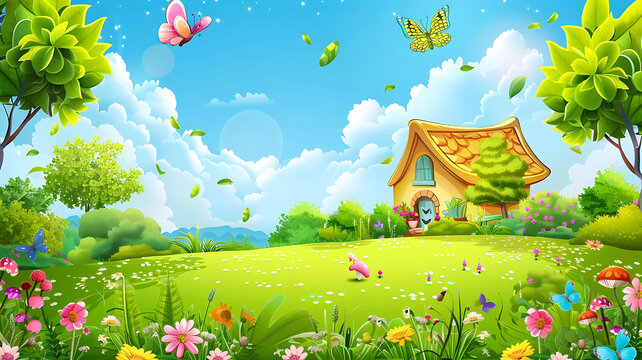 卡通花園小屋