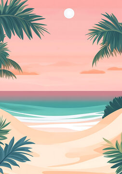熱帶海灘日落