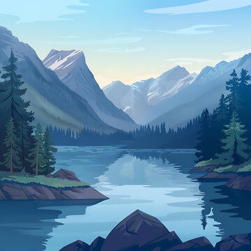山間湖泊景觀