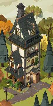 秋季卡通小屋