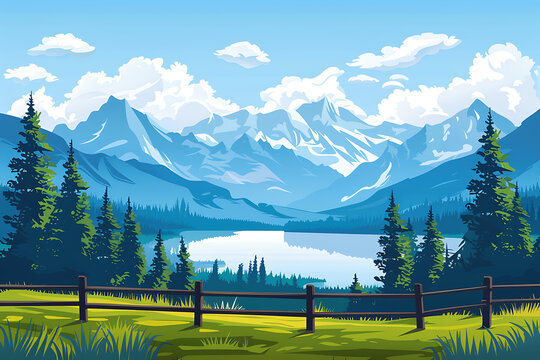 山間湖泊風景