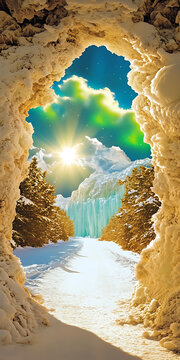 冰雪奇景：冰瀑與極光