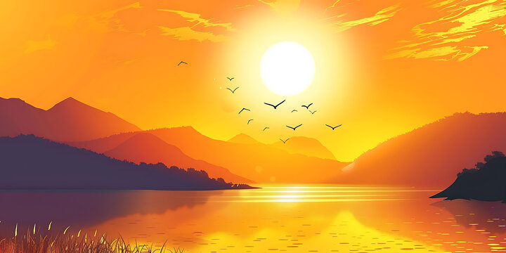 山間夕照