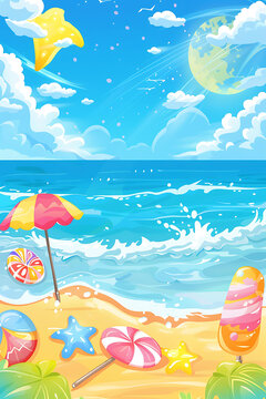 卡通夏日海灘背景