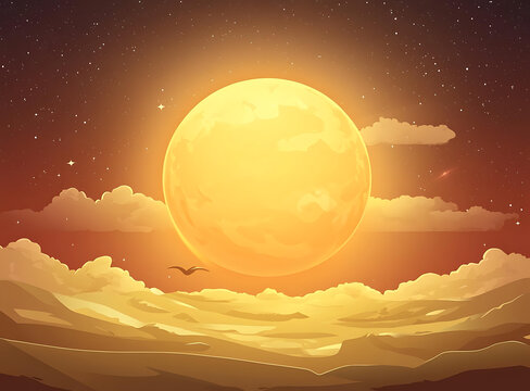 沙漠上的滿月之夜