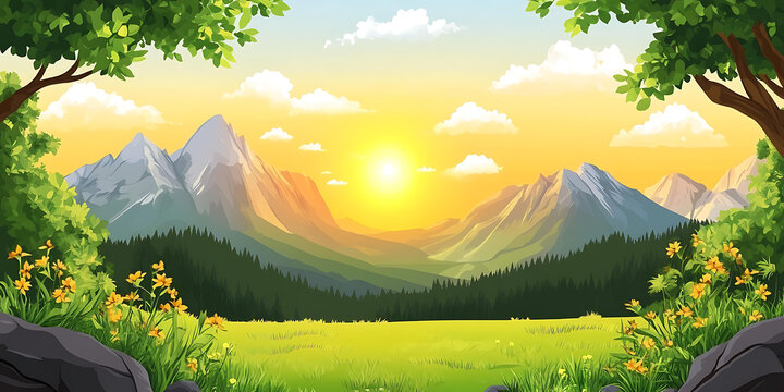 山脈日出風(fēng)景