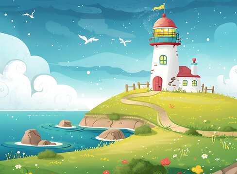 夢幻海岸燈塔風(fēng)景