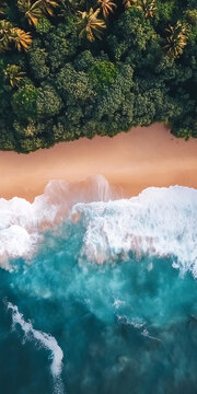 熱帶海灘上空的航片，白色沙灘和碧綠的海水