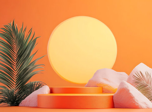 橙黃色3D渲染產(chǎn)品展示背景