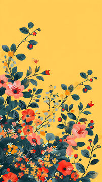 黃色背景的精美花卉