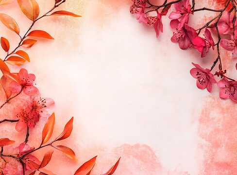 桃花背景花卉邊框