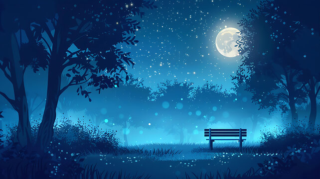夢幻星空下的森林夜晚