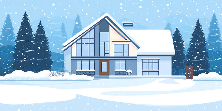 冬季雪景房屋