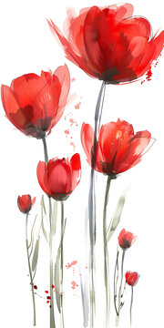 紅色花朵水彩畫(huà)