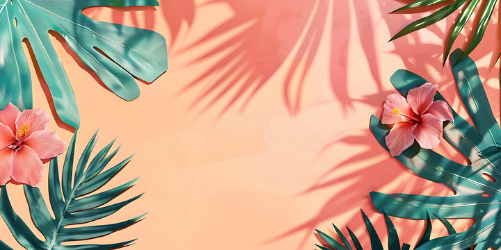 熱帶植物夏日背景圖