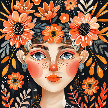 花環(huán)裝飾的女性