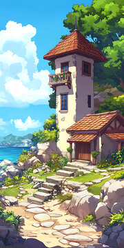 海岸邊的石屋